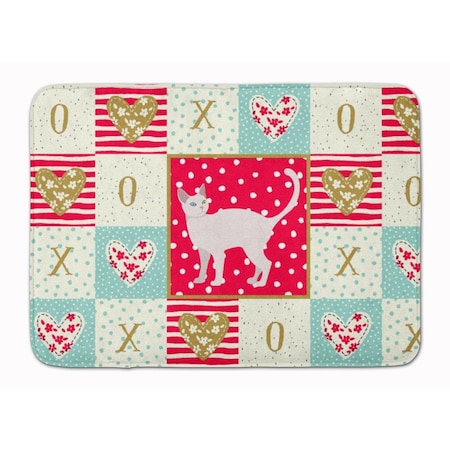 Carolines Treasures 19 x 27 in. Khao Manee No.2 Cat Love Machine Washable Memory Foam Mat CK5629RUG